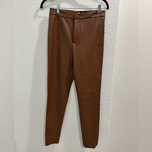 Zara brown faux leather pants